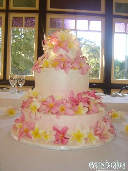 Nicole Tier Wedding Cake With Fresh Frangipanis As Decoration